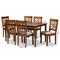 Baxton Studio Caron Modern and Contemporary Grey Fabric and Walnut Brown Finished Wood 7-Piece Dining Set 177-10547-10520-Zoro - alternate 4